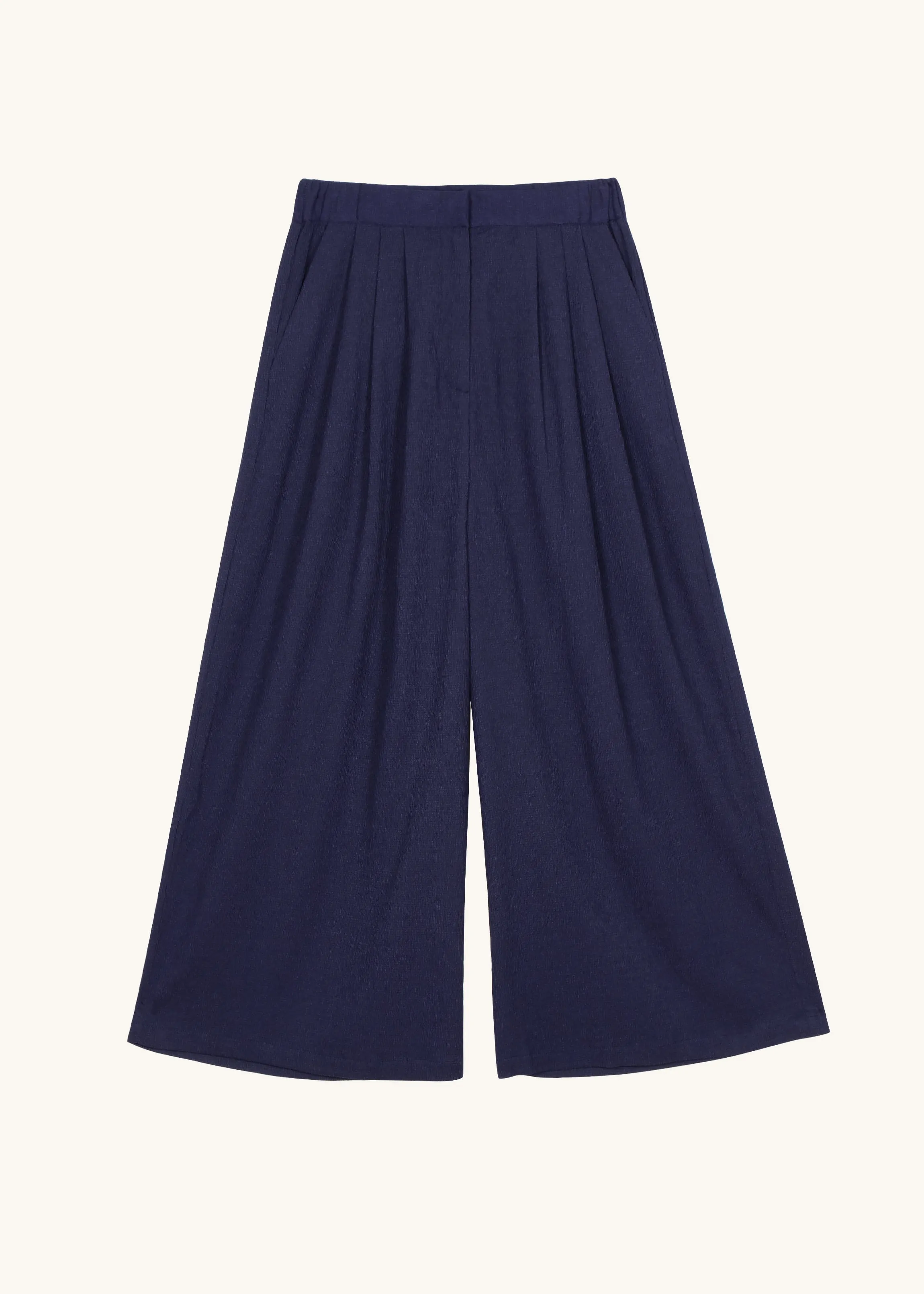 Navy Poeiti Wide-Leg Crop Pants