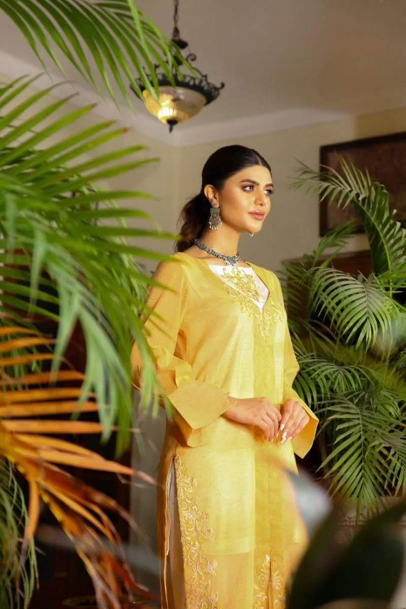 NILOFER SHAHID - Dandelion Breeze - Pleated Embroidered - 3 Piece