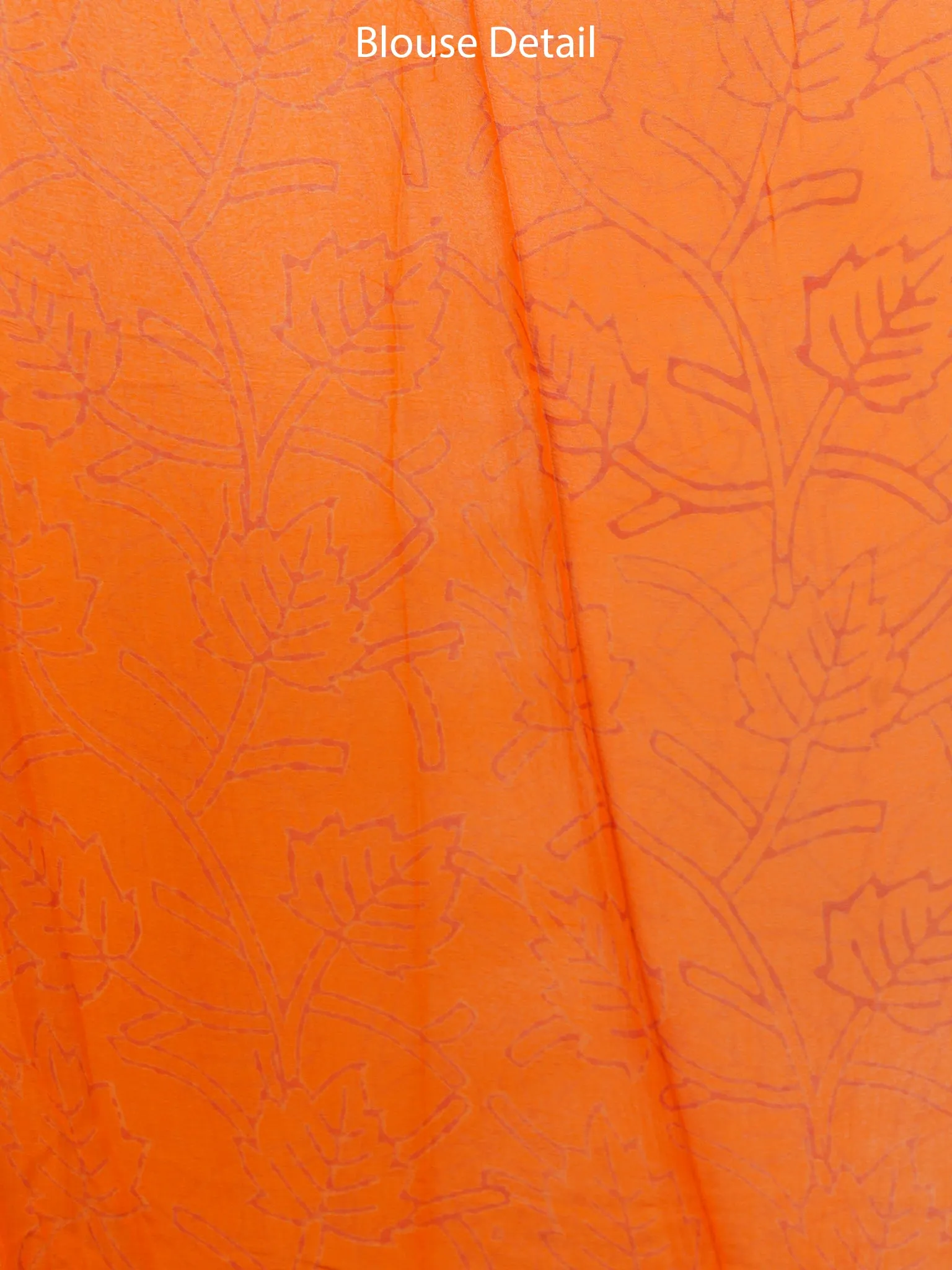 Orange Red Green Hand Block Printed Chiffon Saree with Zari Border - S031703280