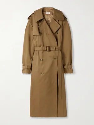 Oversized belted cotton-twill trench coat