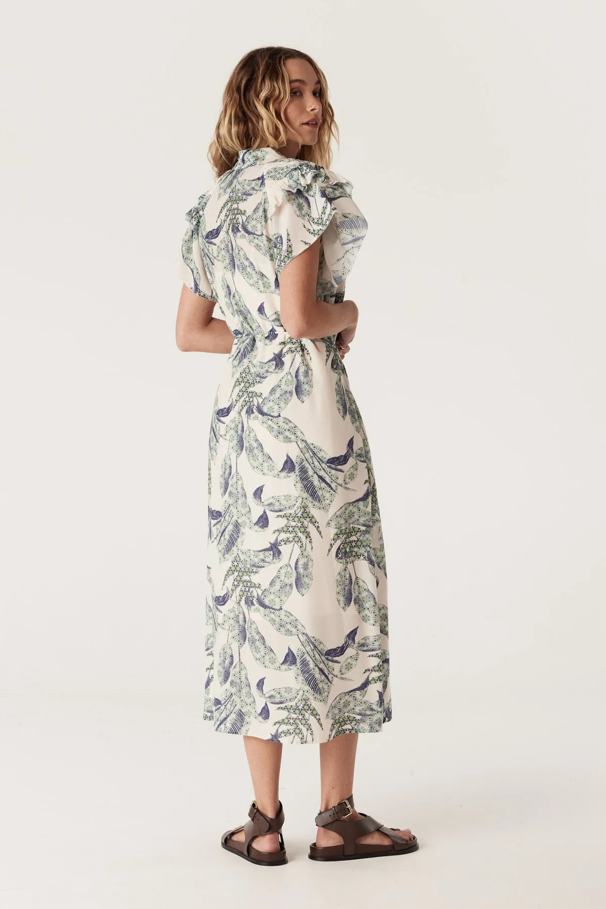 Paloma Frill Dress - Leaf Print