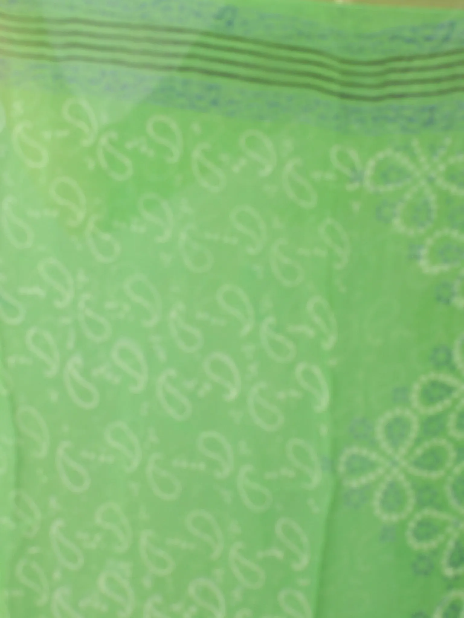 Pastel Green Ivory Hand Block Printed Chiffon Saree - S031701665