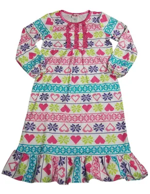 PJ & Me - Big Girls Long Sleeve Holiday Nightgown