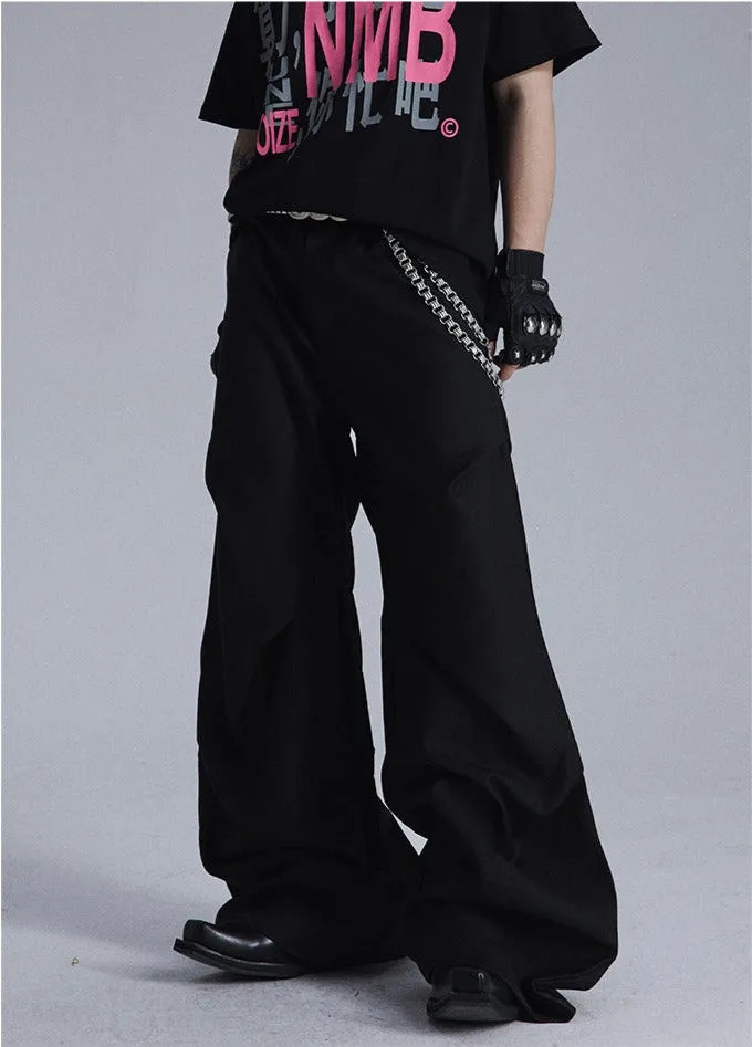 Pleated straight pants