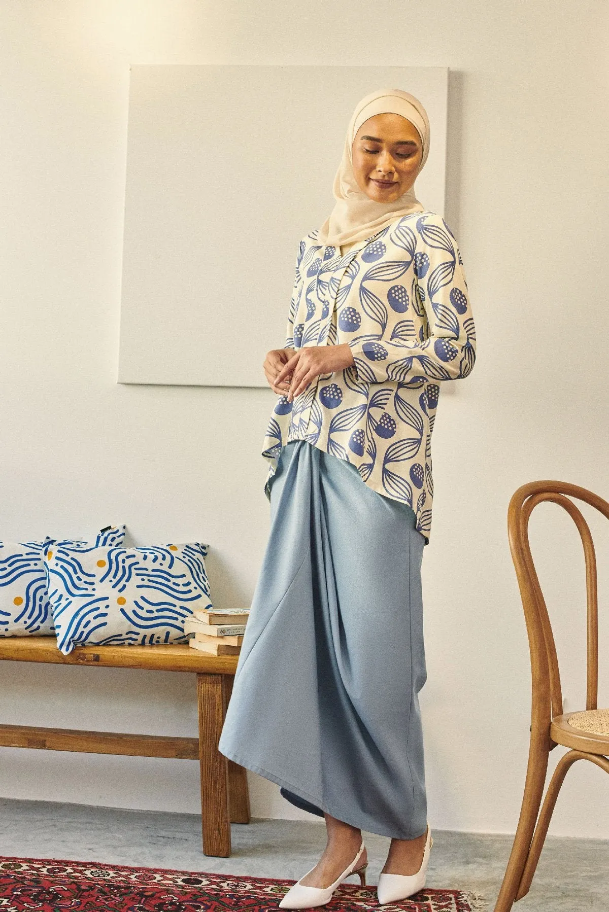 Rasa Sayang Women Sarong Skirt - Light Pigeon Blue