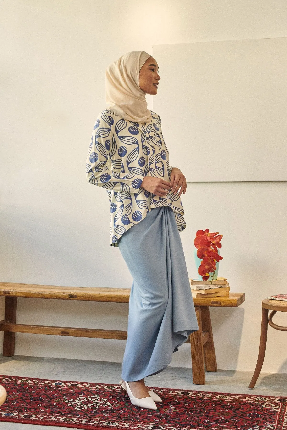 Rasa Sayang Women Sarong Skirt - Light Pigeon Blue