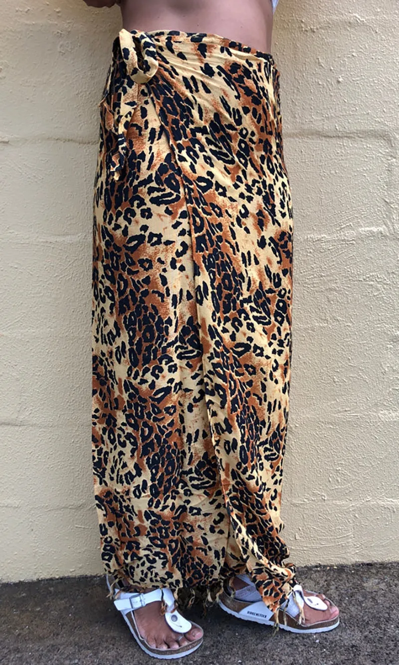 Rayon Sarong Long Bikini Tie Tigress Gold