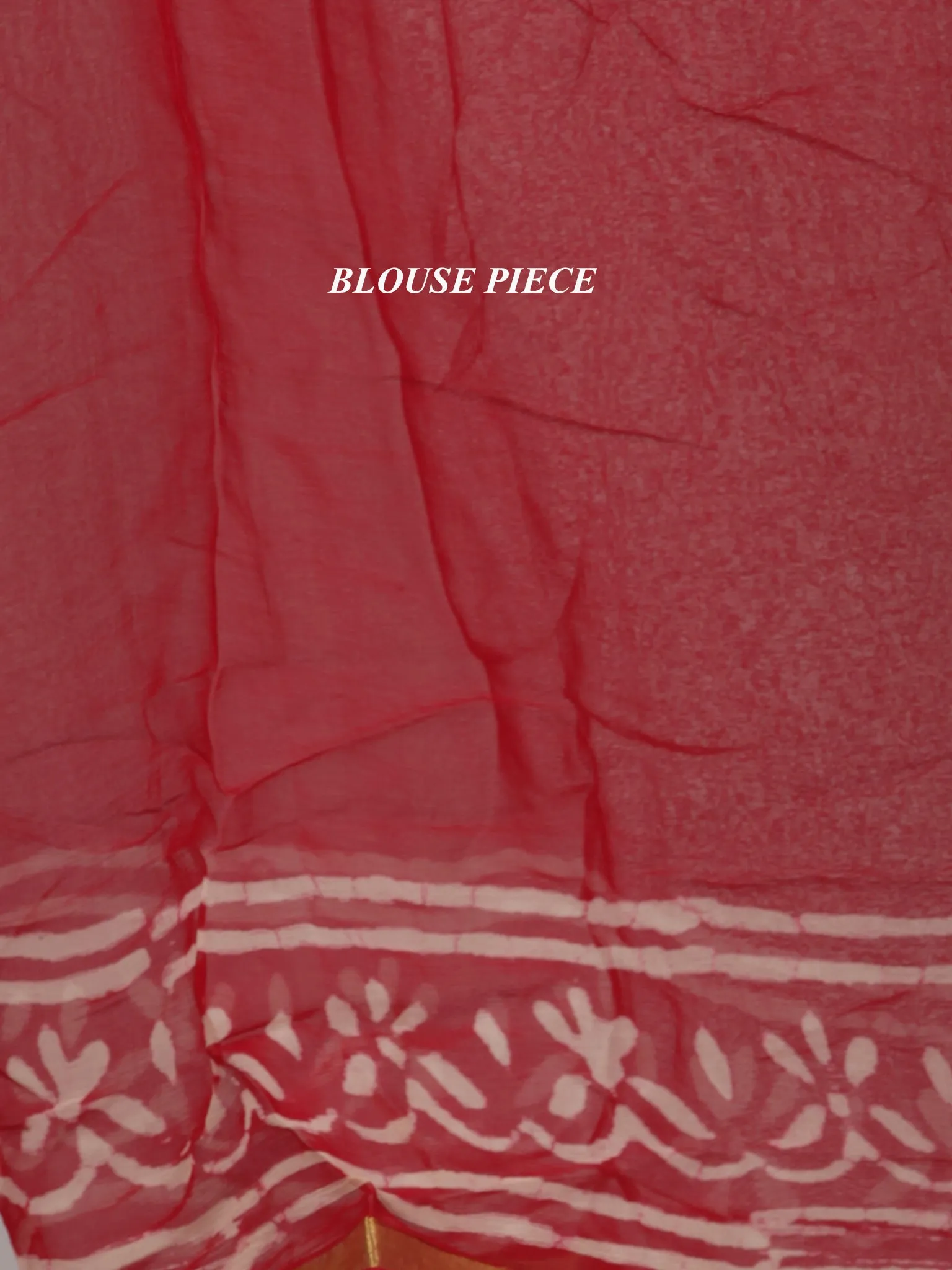 Red OffWhite Hand Block Printed Chiffon Saree With Zari Border - S031704697