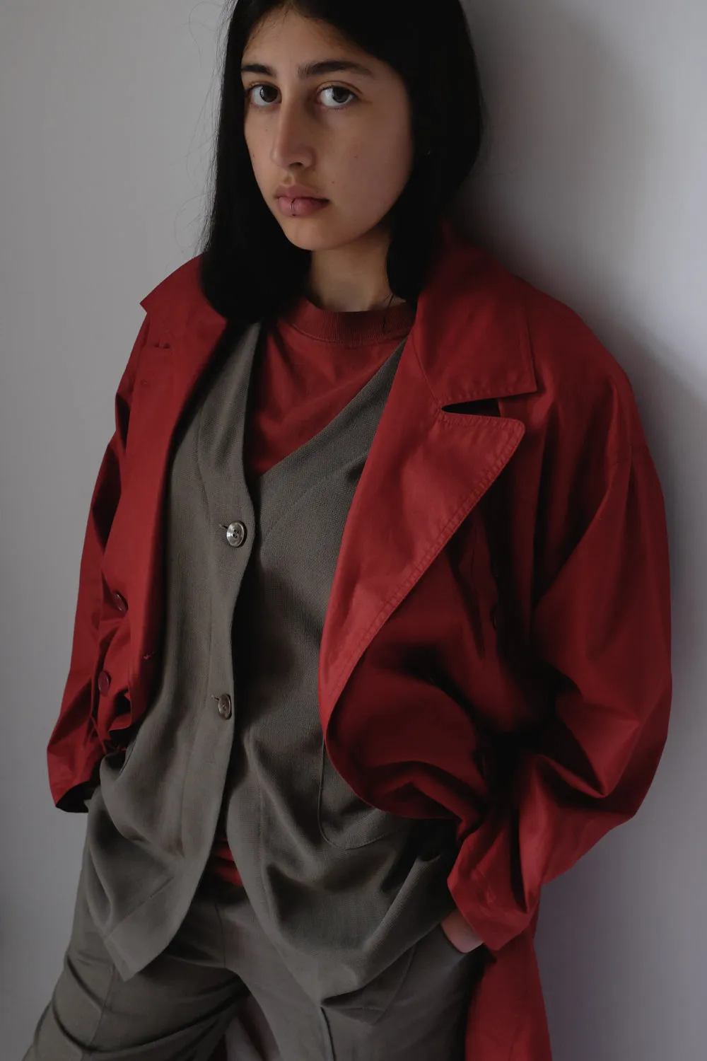 RED VINTAGE TRENCH COAT