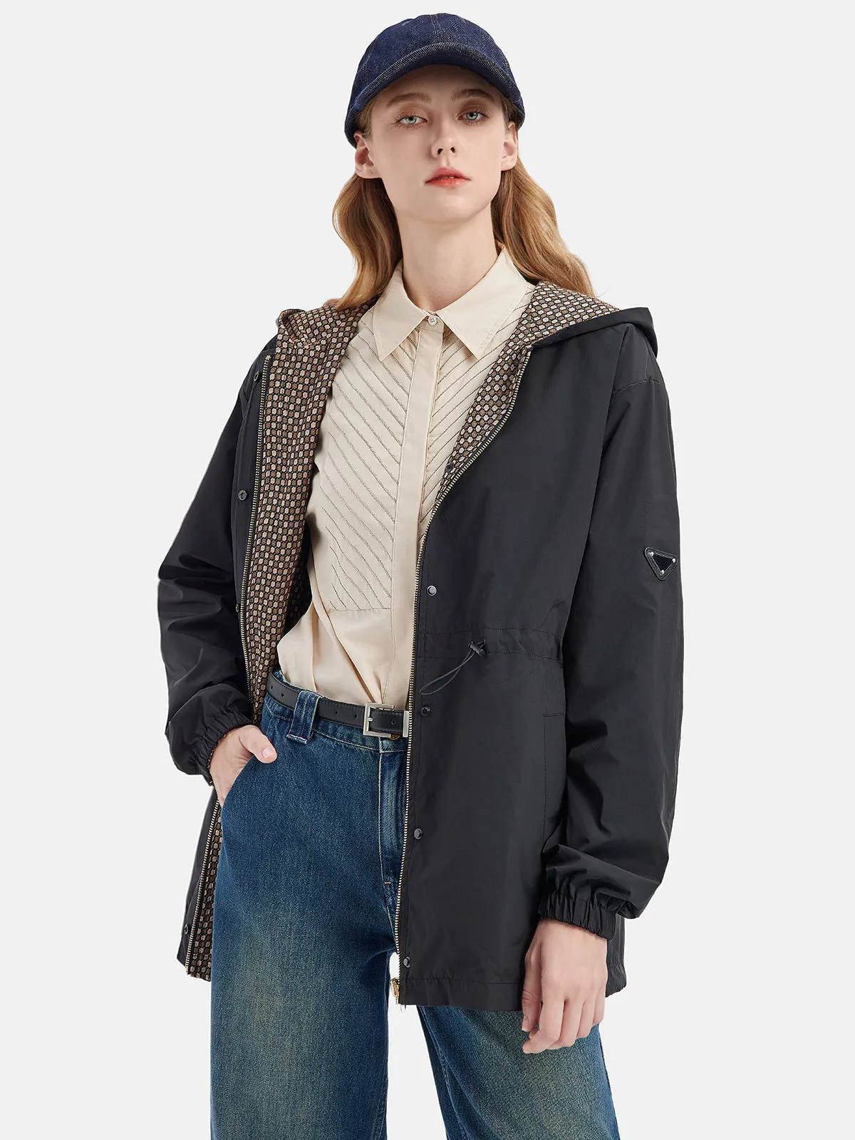 Reversible Drawstring Waist Trench Coat