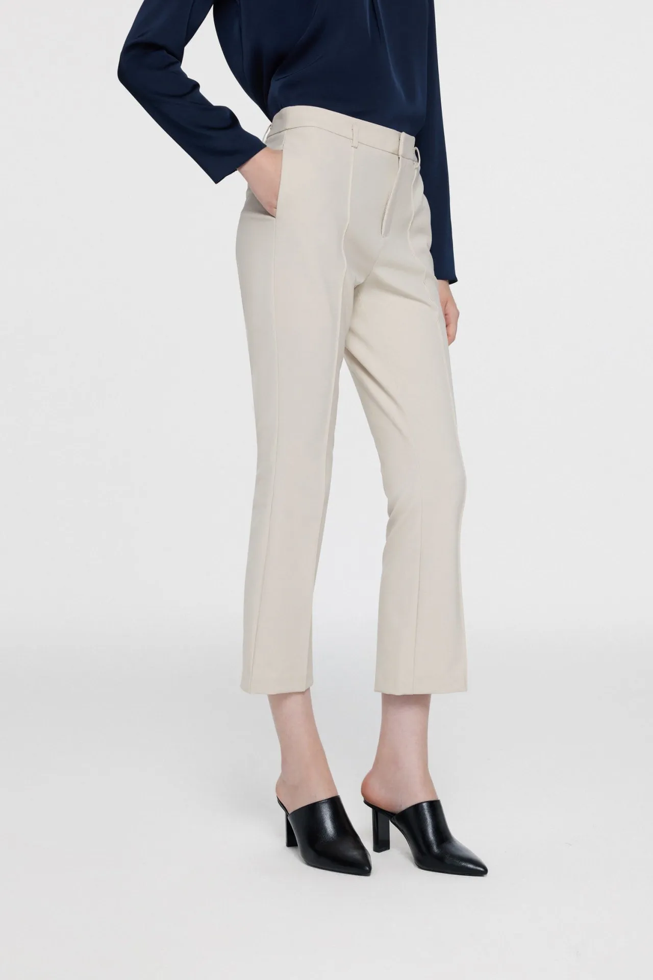 Sabrina Plainweave Slim Boot Pants with Belt