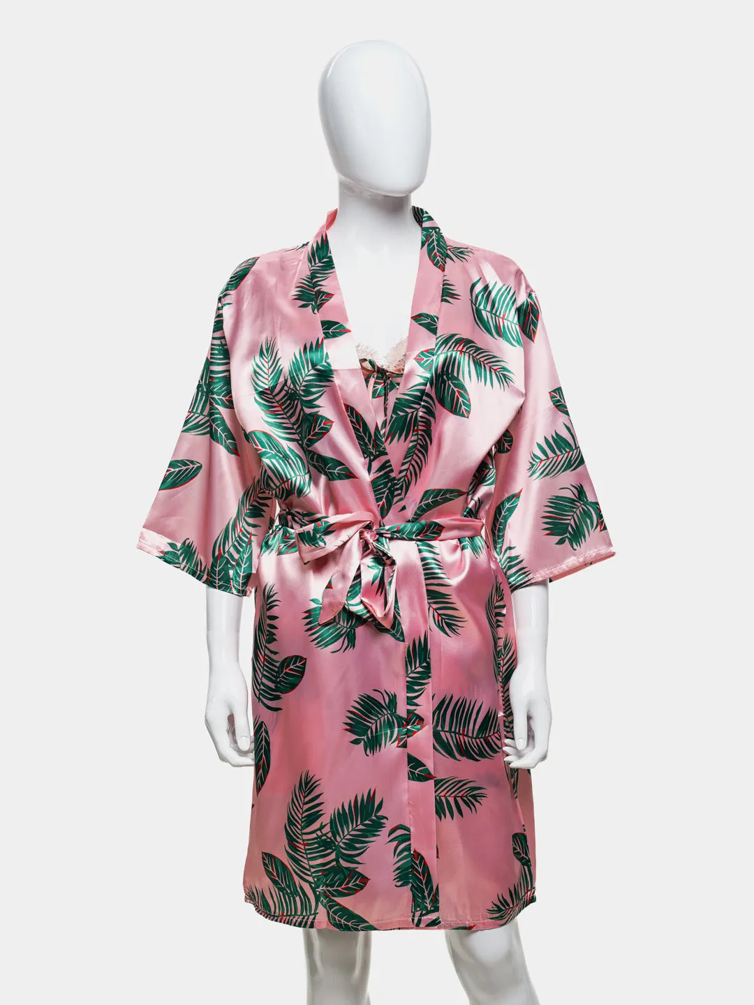 Sajiero Hawaiian Print Silk 2pcs Nightgown set