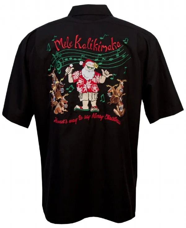 Santa Sing Along Christmas Mens Shirt in Black