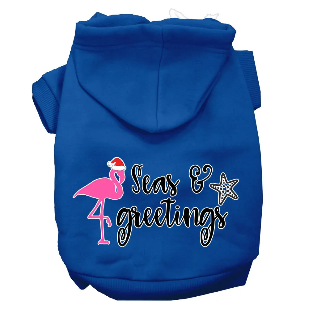 Seas And Greetings Screen Print Dog Hoodie Blue M