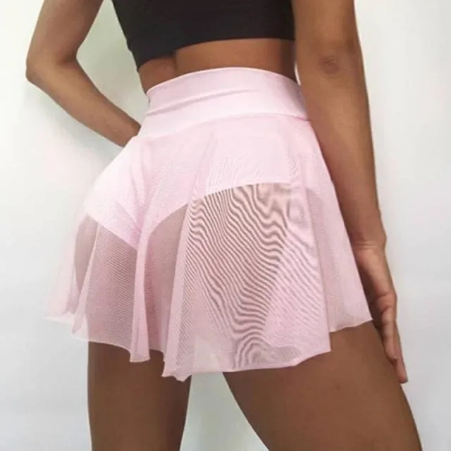 See Through Shorts Skirt Ladies Summer Streetwear Elegant Dancewear Aesthetic Pink Skorts Chiffon Skirts Sexy Ruffle Shorts