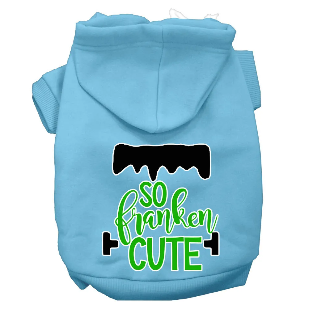 So Franken Cute Screen Print Dog Hoodie Baby Blue Xl