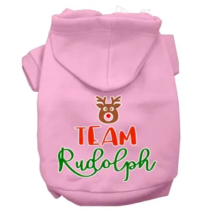 Team Rudolph Screen Print Dog Hoodie Light Pink Xxl