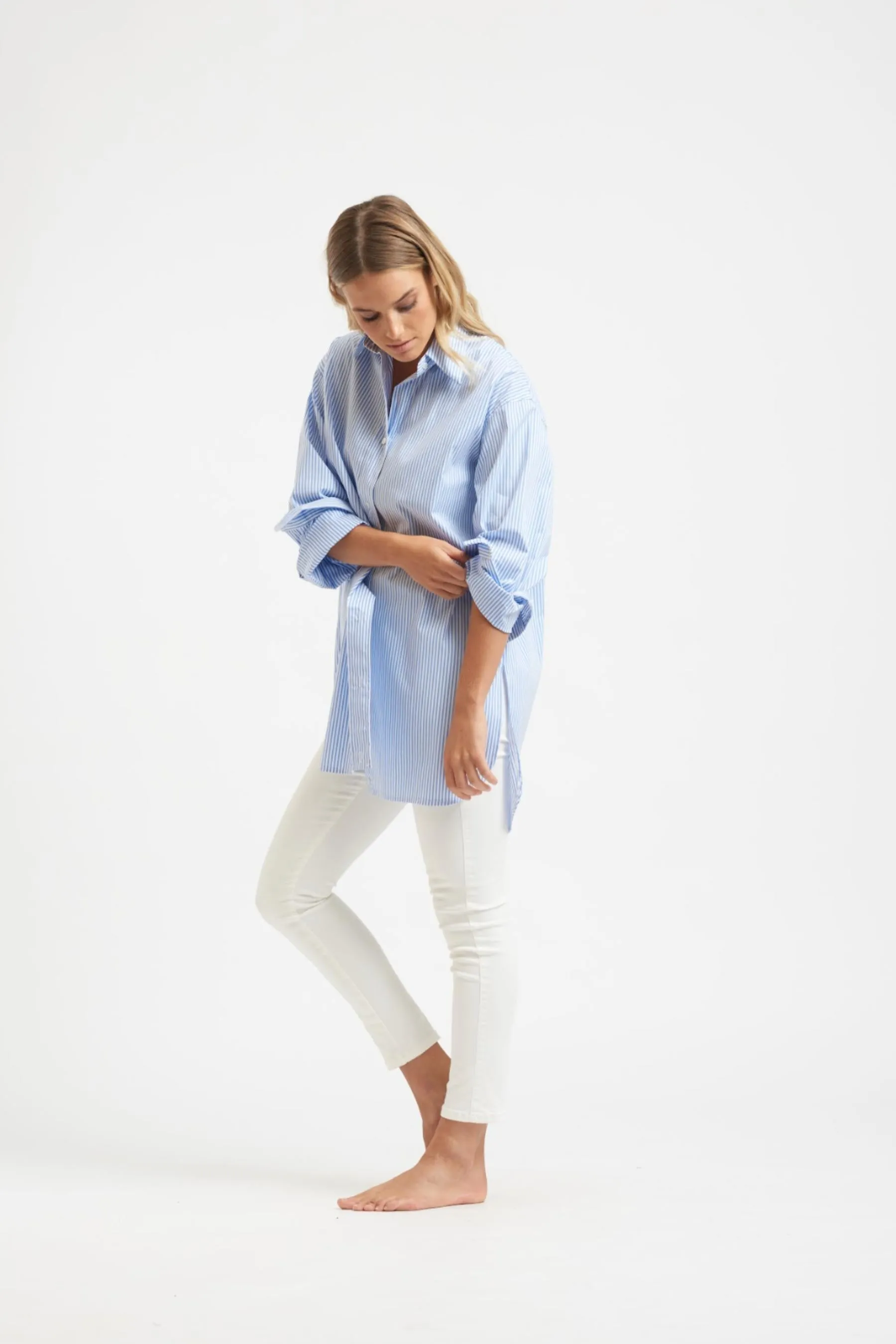 The Boyfriend Oversized Shirt | Blue Stripe