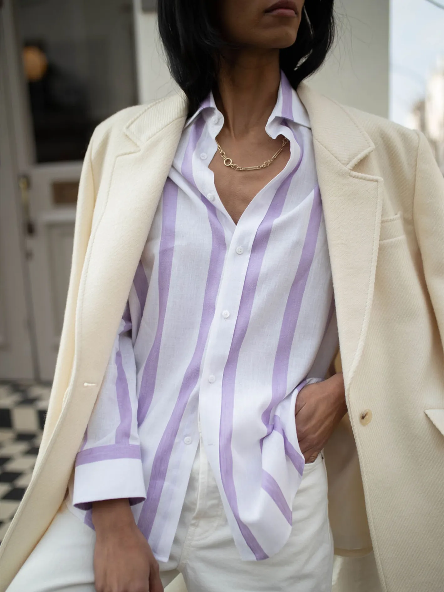 The Boyfriend: Weave, Lavender Stripe