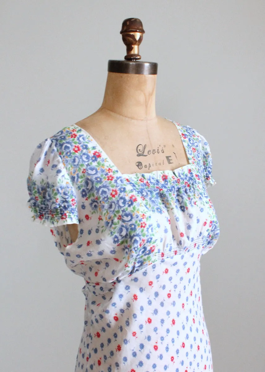 Vintage 1930s Floral Cotton Nightgown