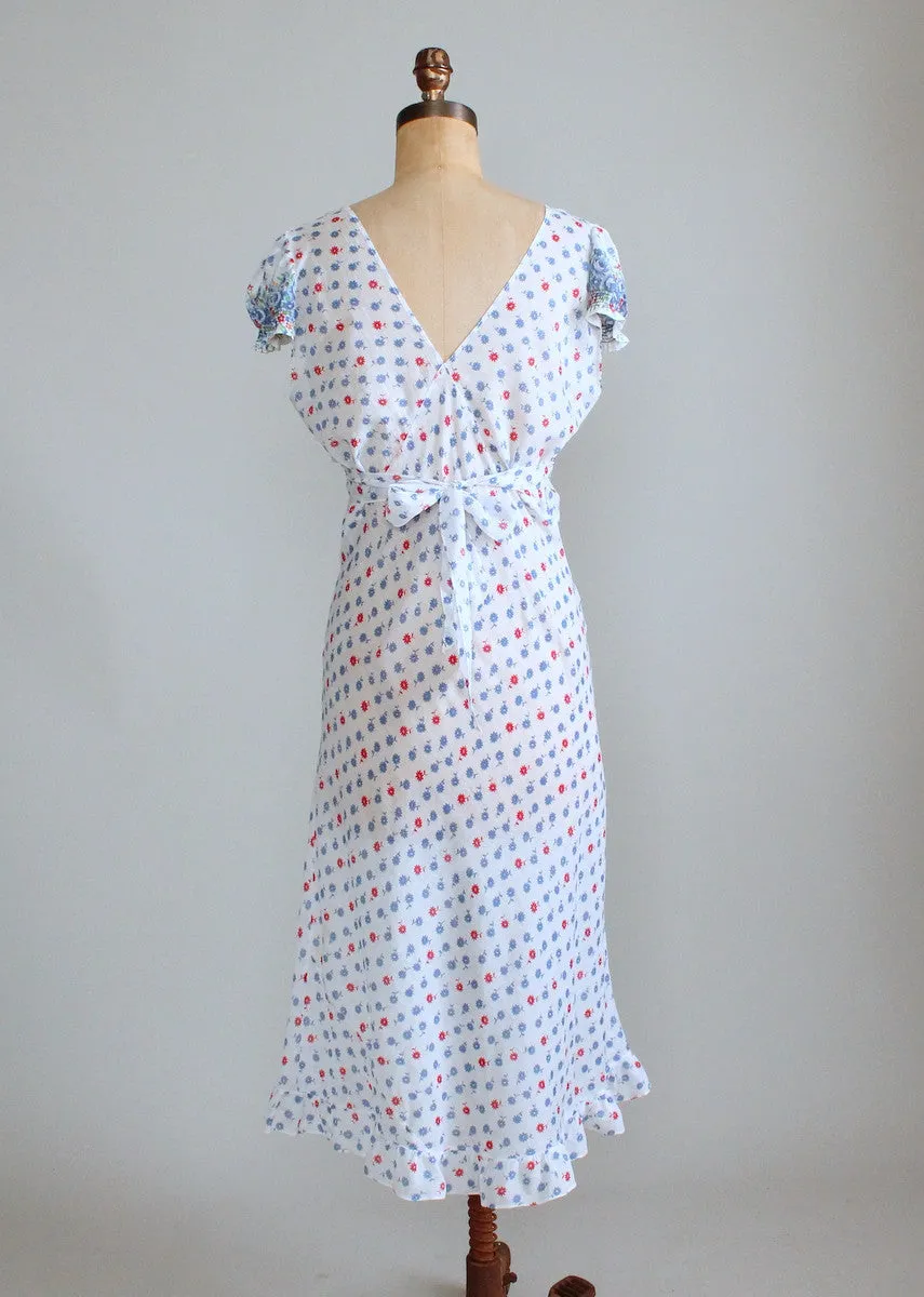 Vintage 1930s Floral Cotton Nightgown