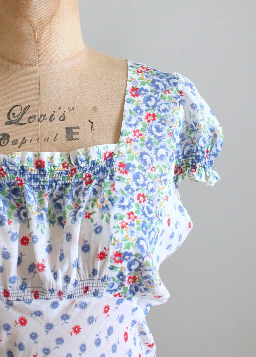 Vintage 1930s Floral Cotton Nightgown