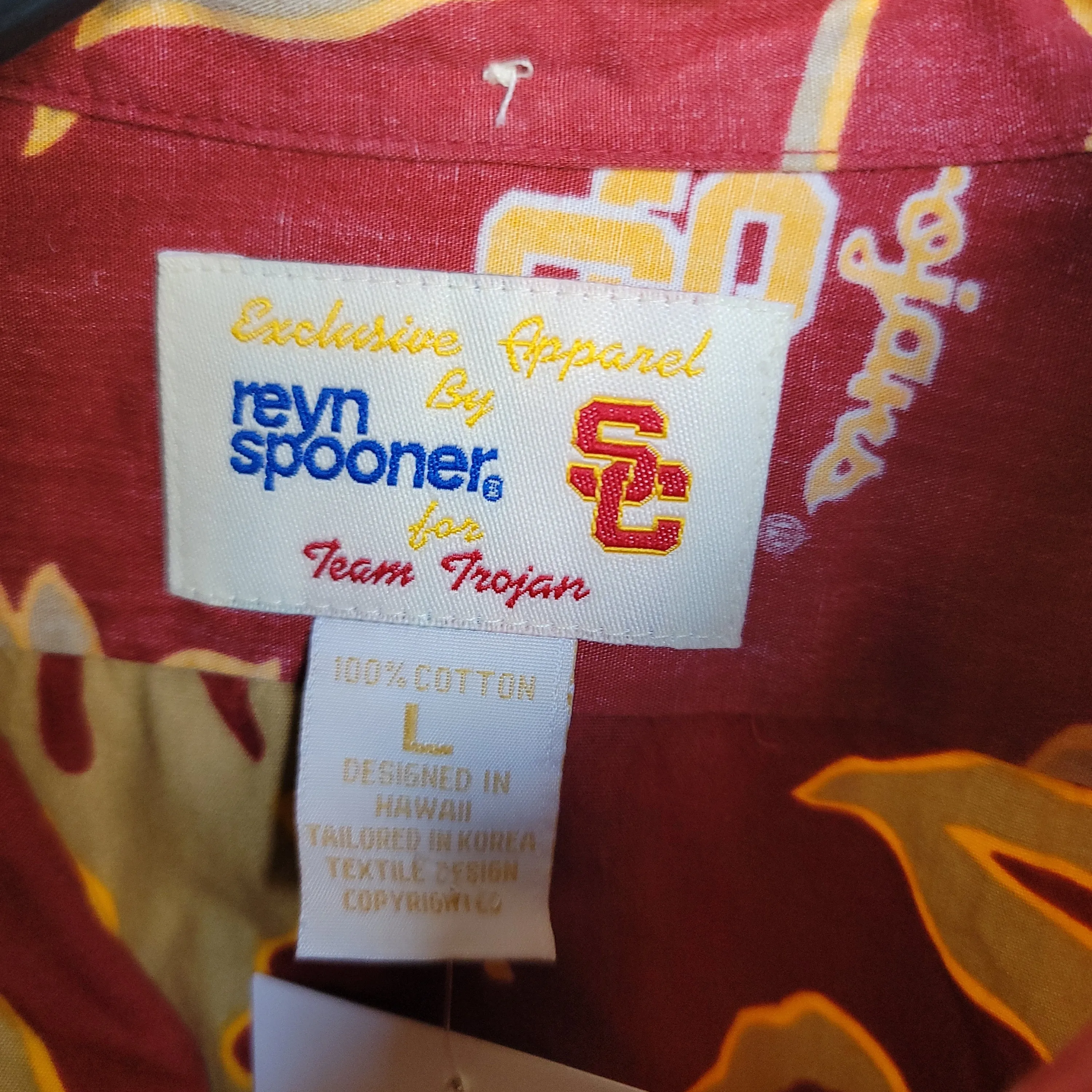 Vintage USC TROJANS NCAA Reyn Spooner Cotton Hawaiian Shirt L