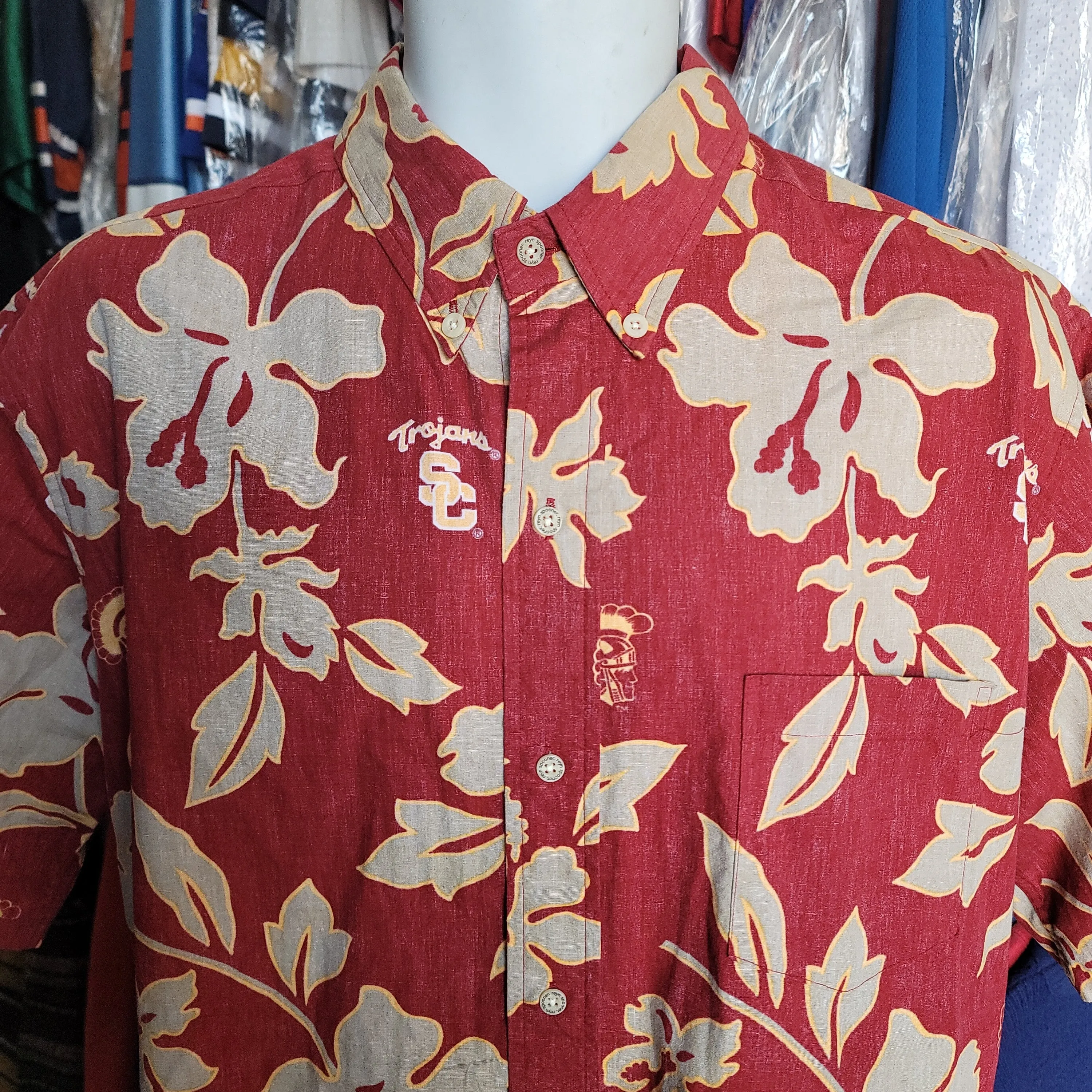 Vintage USC TROJANS NCAA Reyn Spooner Cotton Hawaiian Shirt L