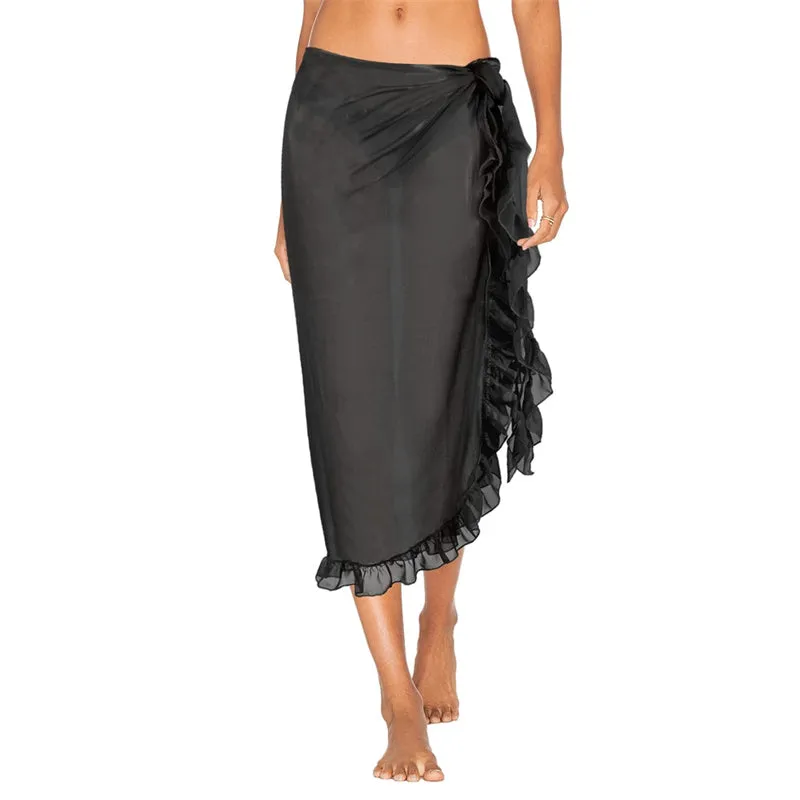 Women Sexy Beach Chiffon Ruffles Bikini Cover up Skirt