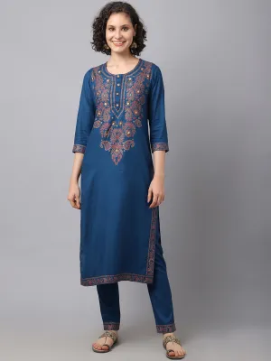 Women Teal Chinkankari Printed Kurta Set