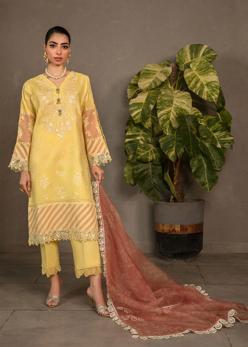 Yellow Luxury Lawn Suit | Rang Rasiya | Florence Lawn '23 | ZINNIA - D4